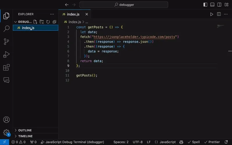 debugger statement setting breakpoints to debug